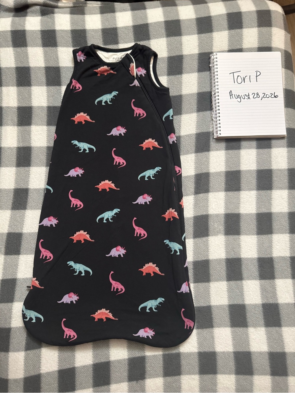 Kyte BABY Black Sleep Sack with Pink, Coral & Teal Dinosaurs